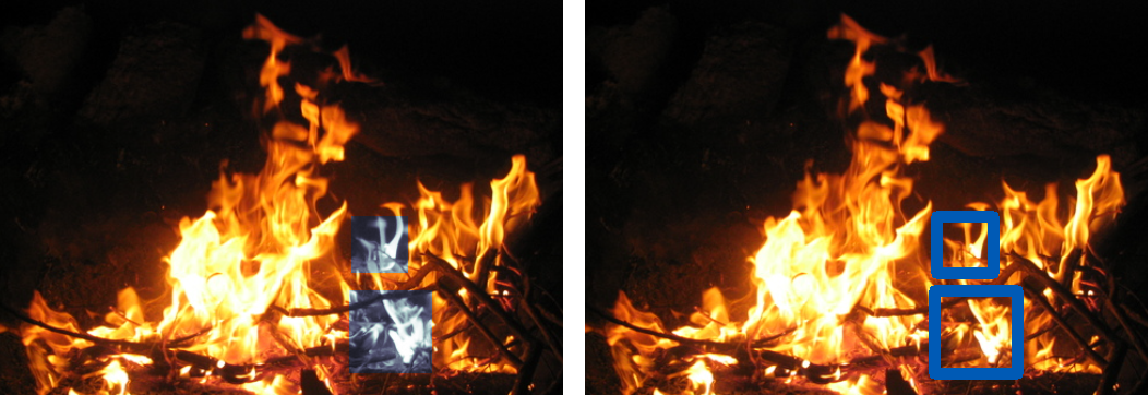 Pictures taken of a campfire